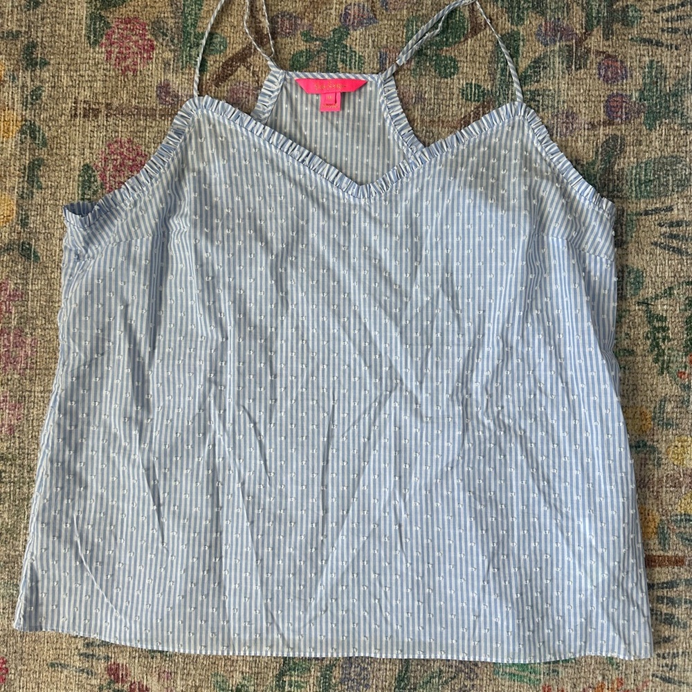 Lilly Pulitzer Blue and White Striped Tank Top